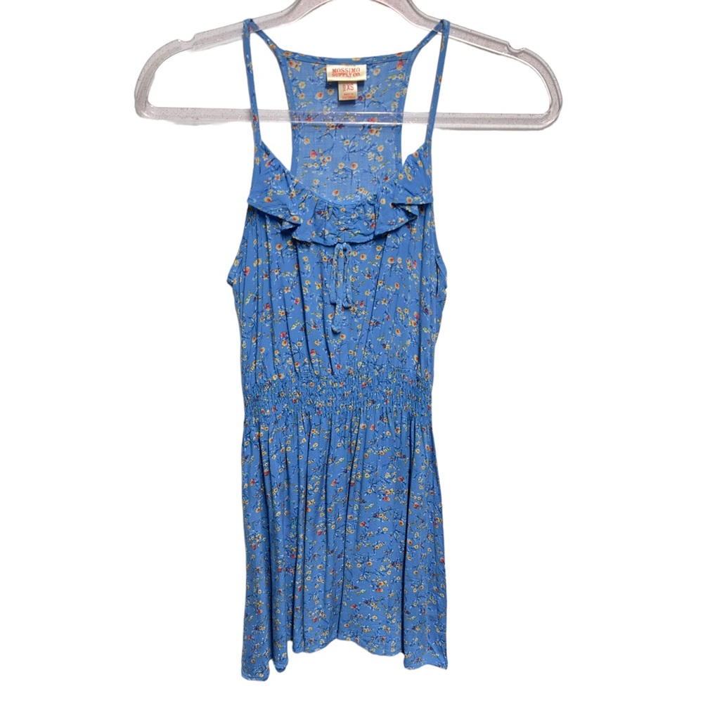 Y2K Vintage Pure Rayon Floral Ruffle Smocked Mini Dress Coquette Fairy Milkmaid